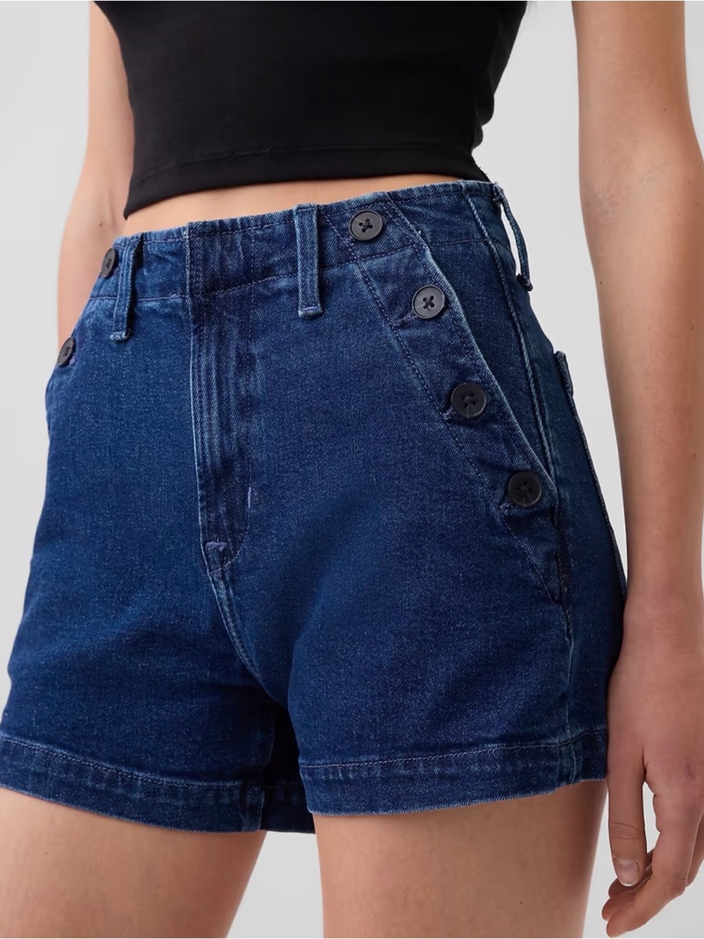GAP Dark Blue 3.5 A-Line High-Rise Button-Detail Denim Shorts